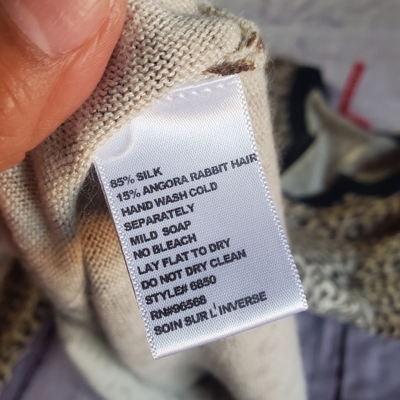 Charlotte Tarantola Leopard Print Embellished Cardigan Sweater Silk Angora Small - Picture 8 of 11